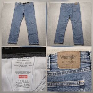 Wrangler Authentics Straight Fit Jeans Men's 40x32 Blue Stretch Denim